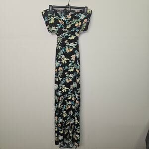 Summer Dress Tropical Open Back Maxi‎ Ruched Bandeau Top Size L |   Forever 21